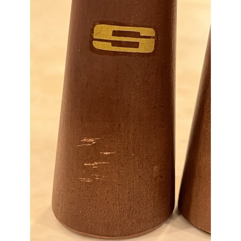 Vtg Mid Century MCM Teak Salt Pepper Shakers Woodware